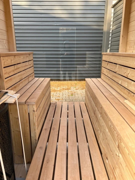 Sauna ogrodowa STODOŁA PANORAMA 240x230 świerk syberyjski
