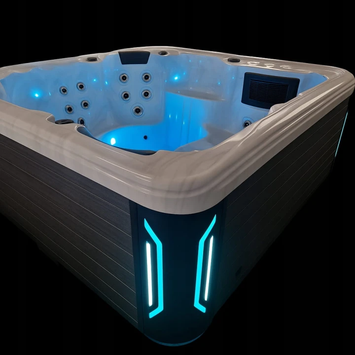 Wanna ogrodowe SPA Balboa 220x220 cm Akryl. Kompletne pokrywa schody